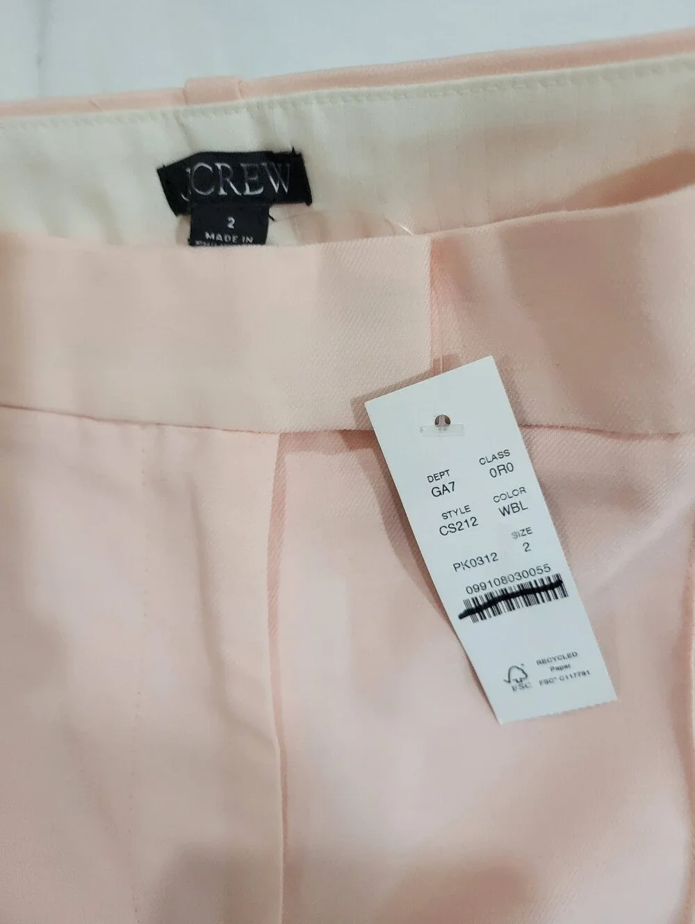 J Crew Stella pant in Gramercy linen blend CS212 Size 2 Pink